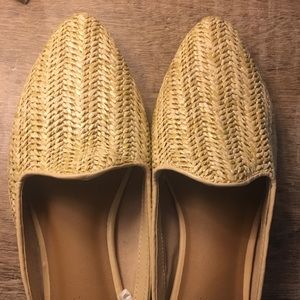 Brand new, never worn wicker slide on flats